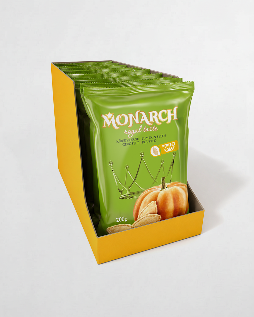 Monarch™ Kürbiskerne, gesalzen — ganzer Karton 10×200g (2 kg)