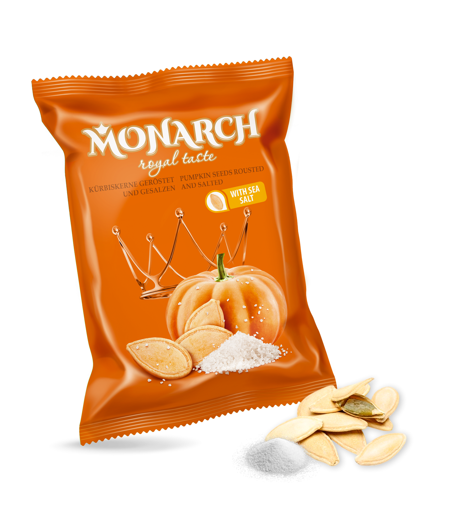 Monarch™ dýňová semínka XXL 12+ neloupaná, pražená, solená