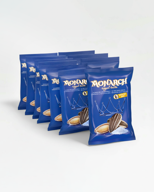 Subscribe & Save 10% — Monarch™ Striped Sunflower Seeds JUMBO XXL Salted (10× 200g) Monthly Subscription