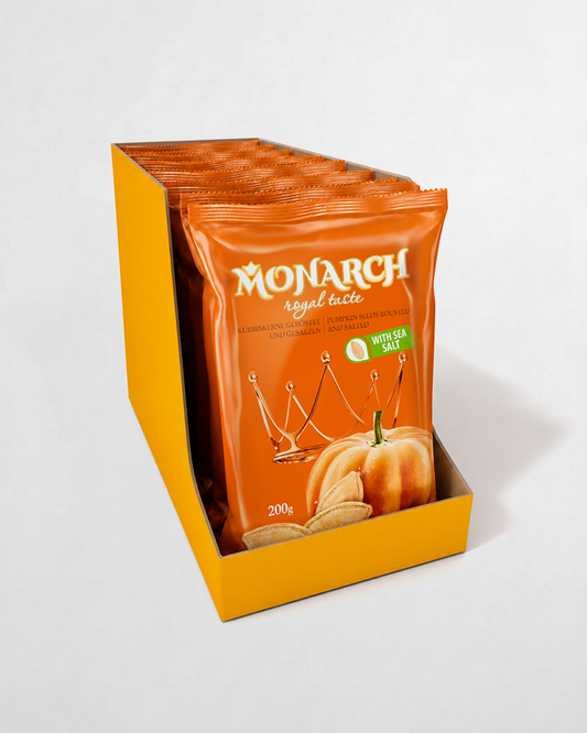 Monarch™ Pestki dyni, niesolone — cały karton 10×200g (2 kg)