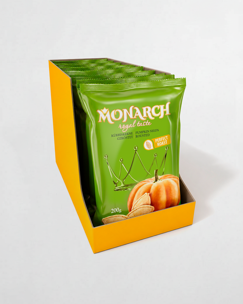 Monarch™ Kürbiskerne, gesalzen — ganzer Karton 10×200g (2 kg)