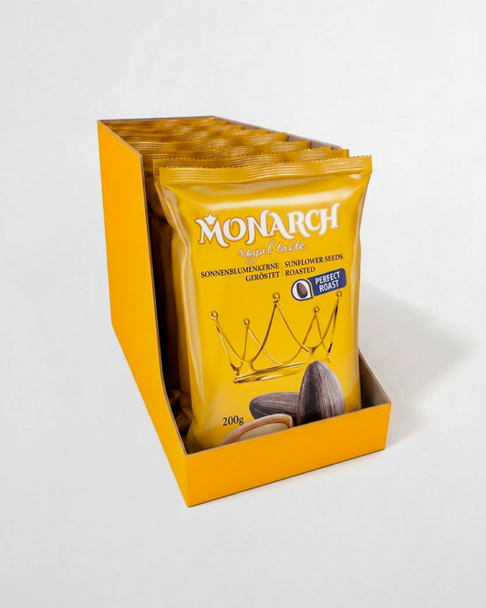 Monarch™ slunečnicová semínka černá, nesolená — celý karton 10×200g (2 kg)